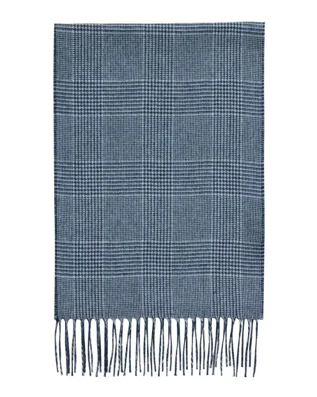 Men 's Dallas Cashmere and Silk Solid To Houndstooth Scarf