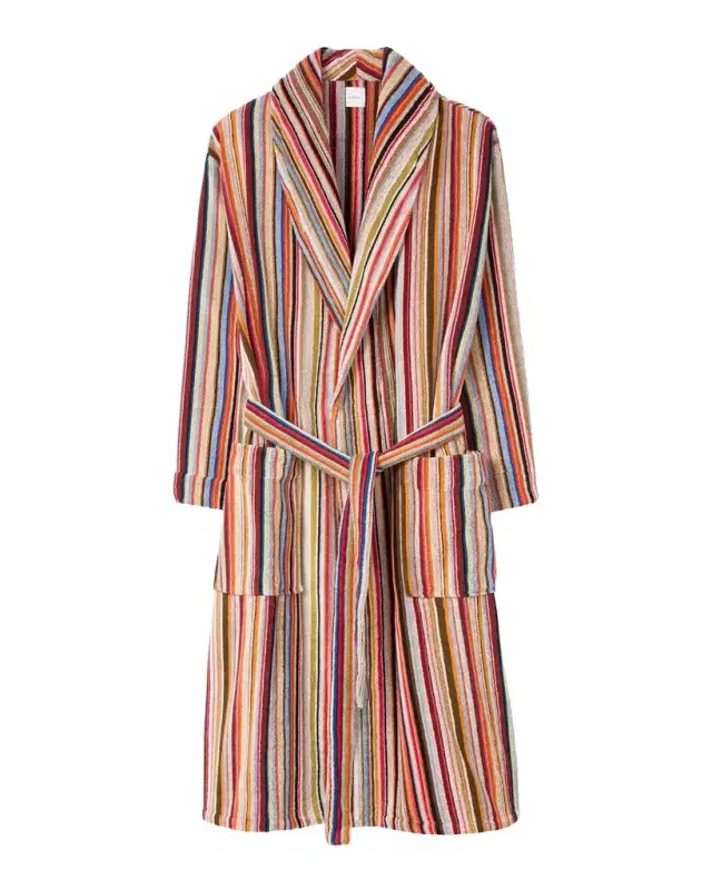 en 's Signature Stripe Woven Cotton Bathrobe