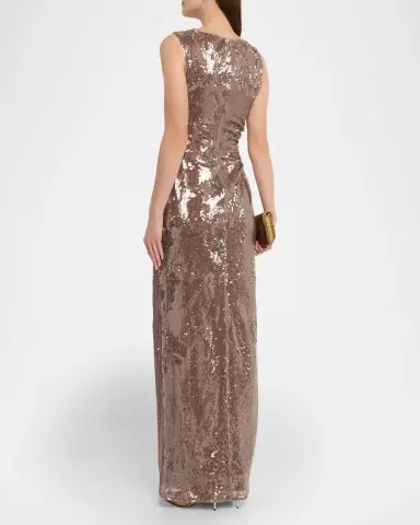 Lapointe Sheer Sequin Ruched Gown with Slit | Thumbnail 3 Lapointe Sheer Sequin Ruched Gown with Slit | Thumbnail 3