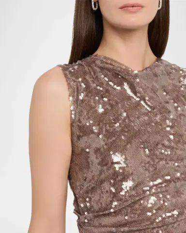 Lapointe Sheer Sequin Ruched Gown with Slit | Thumbnail 5 Lapointe Sheer Sequin Ruched Gown with Slit | Thumbnail 5