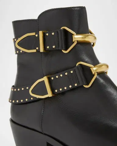 Isabel Marant Zalya Studded Leather Buckle Ankle Boots | Thumbnail 4