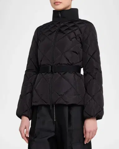Moncler Balsamine Geometric-Quilted Short Down Jacket | Thumbnail 3