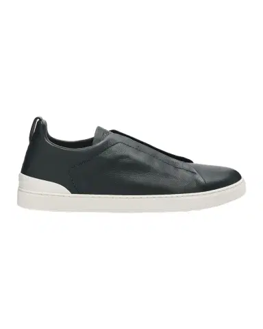 ZEGNA Men 's Triple Stitch Secondskin Leather Slip-On Sneakers | Thumbnail 1