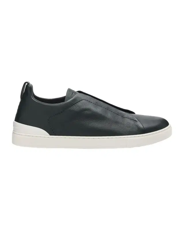 Men 's Triple Stitch Secondskin Leather Slip-On Sneakers