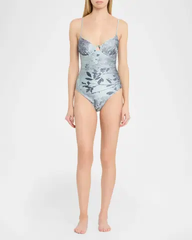 SIMKHAI Laine Floral Ruched One-Piece Swimsuit | Thumbnail 2 SIMKHAI Laine Floral Ruched One-Piece Swimsuit | Thumbnail 2
