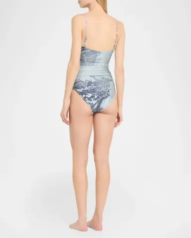 SIMKHAI Laine Floral Ruched One-Piece Swimsuit | Thumbnail 3 SIMKHAI Laine Floral Ruched One-Piece Swimsuit | Thumbnail 3