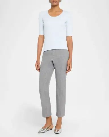 Fabiana Filippi Shimmer-Trim Ribbed Jersey T-Shirt | Thumbnail 2 Fabiana Filippi Shimmer-Trim Ribbed Jersey T-Shirt | Thumbnail 2
