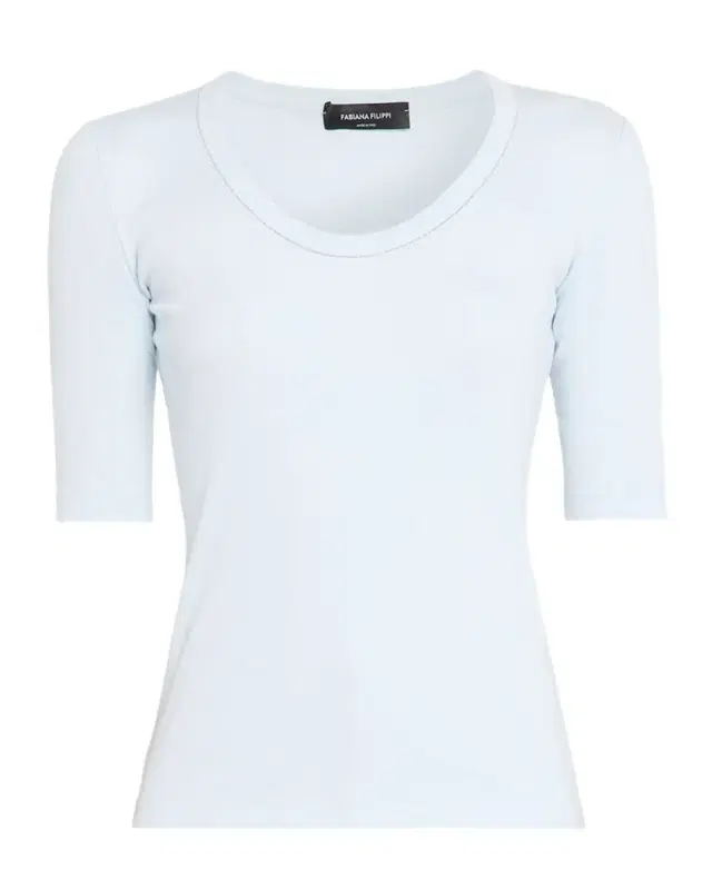 Shimmer-Trim Ribbed Jersey T-Shirt