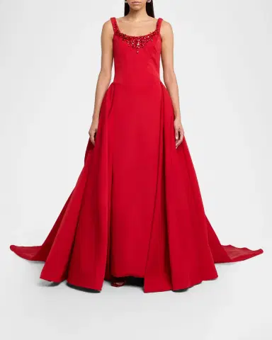 Pamella Roland Crystal Sleeveless Faille Gown | Thumbnail 2 Pamella Roland Crystal Sleeveless Faille Gown | Thumbnail 2
