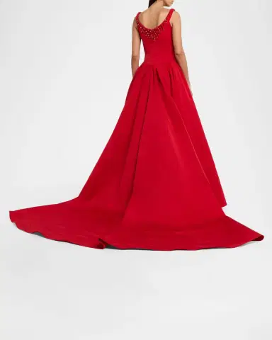 Pamella Roland Crystal Sleeveless Faille Gown | Thumbnail 3 Pamella Roland Crystal Sleeveless Faille Gown | Thumbnail 3