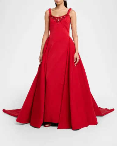 Pamella Roland Crystal Sleeveless Faille Gown | Thumbnail 4 Pamella Roland Crystal Sleeveless Faille Gown | Thumbnail 4