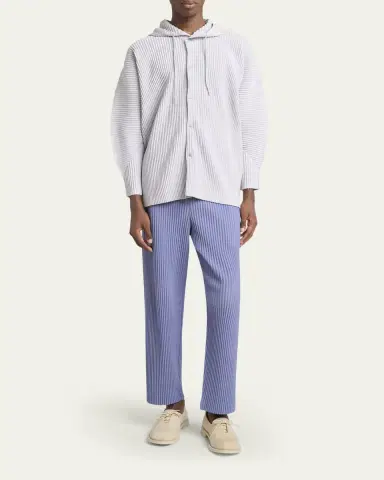 Homme Plissé Issey Miyake Men's Monthly Colors Pleated Snap-Front Hoodie | Thumbnail 2 Homme Plissé Issey Miyake Men's Monthly Colors Pleated Snap-Front Hoodie | Thumbnail 2