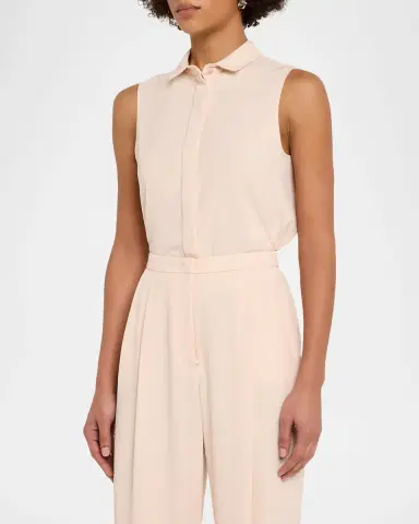 Emporio Armani Sleeveless Technical Gabardine Shirt | Thumbnail 4 Emporio Armani Sleeveless Technical Gabardine Shirt | Thumbnail 4