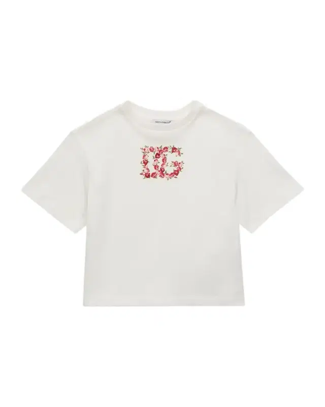 Dolce & Gabbana Girl 's Floral DG Logo Jersey T-Shirt, Size 8-12