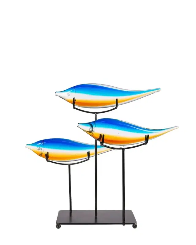 Dale Tiffany 3 Fish Mini Art Glass Sculpture