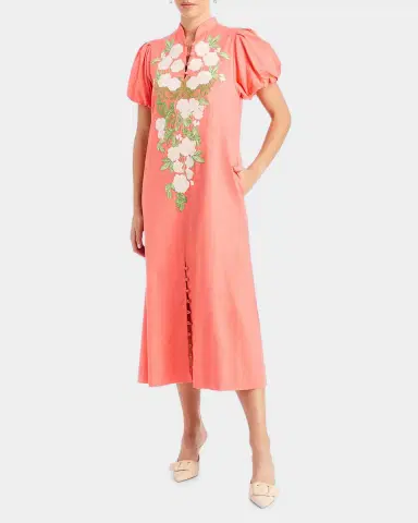 Mestiza New York Elliana Floral-Embroidered Midi Shift Dress | Thumbnail 2