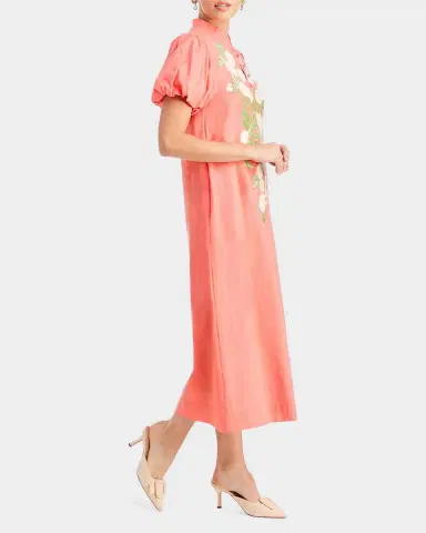 Mestiza New York Elliana Floral-Embroidered Midi Shift Dress | Thumbnail 4