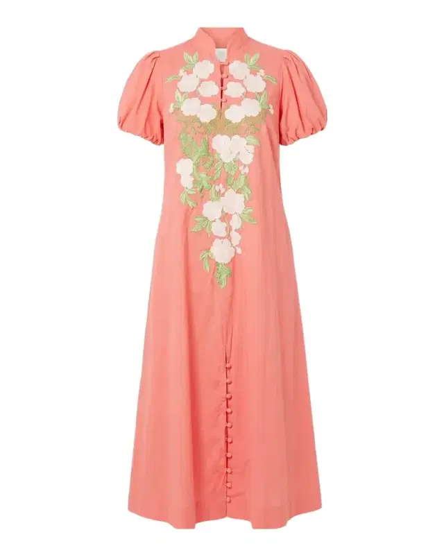 Elliana Floral-Embroidered Midi Shift Dress