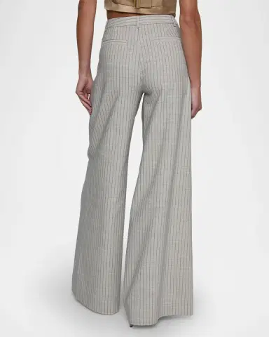 L'Agence Allanah Striped Wide-Leg Trousers | Thumbnail 3
