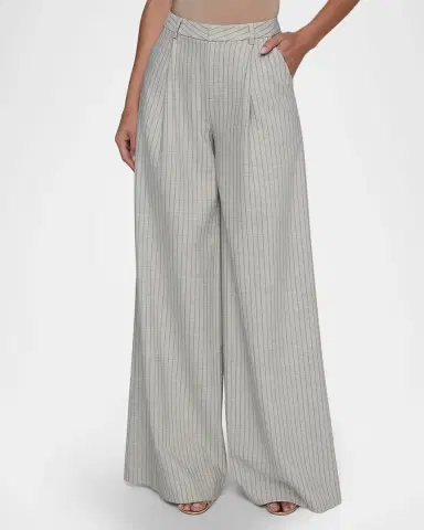 L'Agence Allanah Striped Wide-Leg Trousers | Thumbnail 4