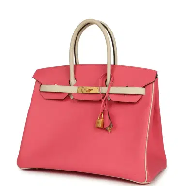 HERMÈS Hermes Special Order (HSS) Birkin 35 Rose Azalee and Craie Epsom Brushed Gold Hardware | Thumbnail 5