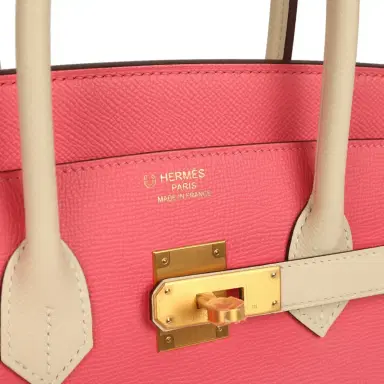 HERMÈS Hermes Special Order (HSS) Birkin 35 Rose Azalee and Craie Epsom Brushed Gold Hardware | Thumbnail 7
