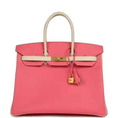 HERMÈS Hermes Special Order (HSS) Birkin 35 Rose Azalee and Craie Epsom Brushed Gold Hardware | Thumbnail 1