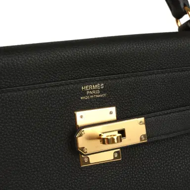 HERMÈS Pre-owned Hermes Kelly Retourne 32 Black Togo Gold Hardware | Thumbnail 7 HERMÈS Pre-owned Hermes Kelly Retourne 32 Black Togo Gold Hardware | Thumbnail 7