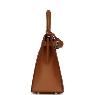 HERMÈS Pre-owned Hermes Kellygraphie Kelly Sellier 28 "Lettre H" Gold Epsom Palladium Hardware | Thumbnail 3