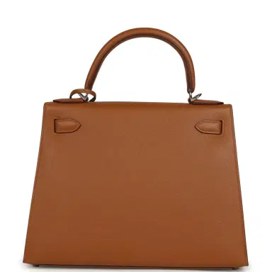 HERMÈS Pre-owned Hermes Kellygraphie Kelly Sellier 28 "Lettre H" Gold Epsom Palladium Hardware | Thumbnail 4