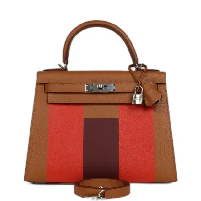 HERMÈS Pre-owned Hermes Kellygraphie Kelly Sellier 28 "Lettre H" Gold Epsom Palladium Hardware