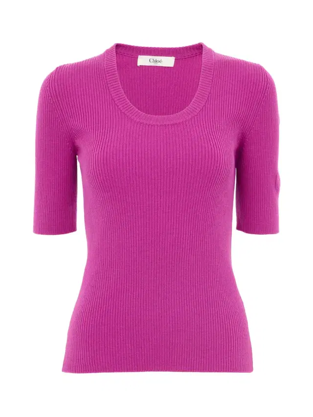 Short-Sleeve Wool Sweater