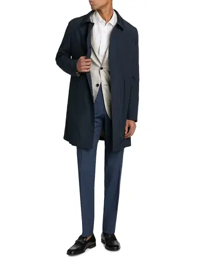 CORNELIANI Men's Packable Raincoat - Navy - Size 46 | Thumbnail 2