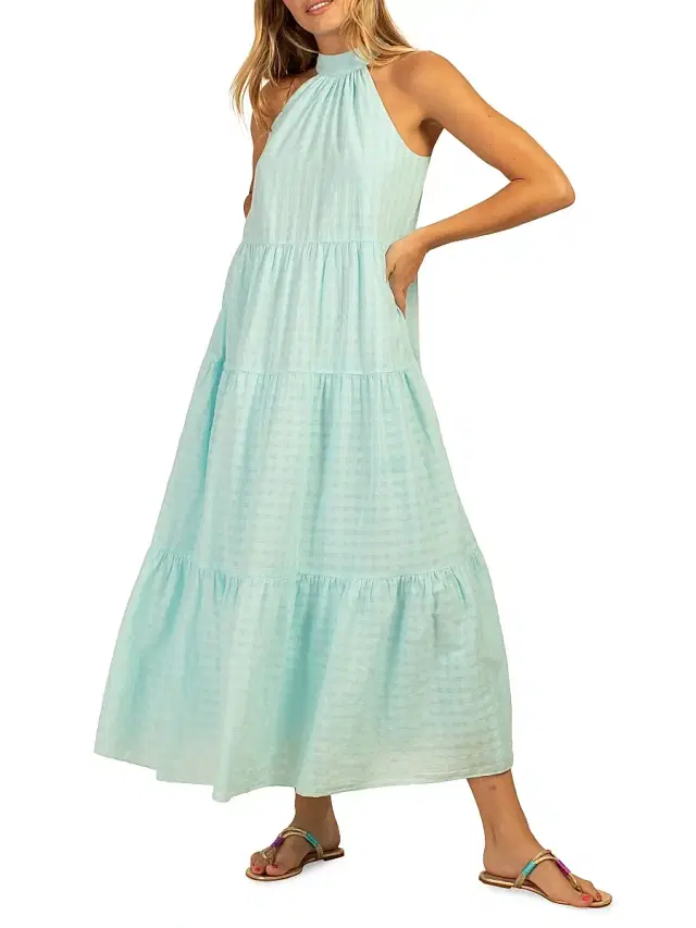Trina Turk Women's Sunglasses Gingham Maxi Dress - Sky