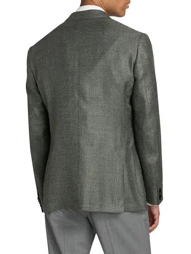 CORNELIANI Men's Textured Wool-Linen Sport Coat - Sage Texture - Size 46 | Thumbnail 5
