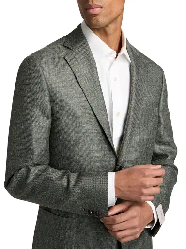 CORNELIANI Men's Textured Wool-Linen Sport Coat - Sage Texture - Size 46 | Thumbnail 6