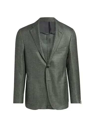 CORNELIANI Men's Textured Wool-Linen Sport Coat - Sage Texture - Size 46 | Thumbnail 1