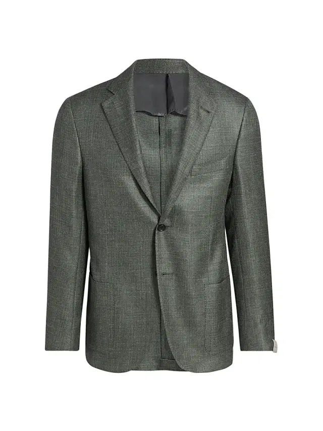 Corneliani Men's Textured Wool-Linen Sport Coat - Sage Texture