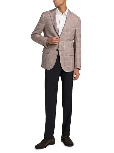 CORNELIANI Men's Plaid Wool Single-Breasted Sport Coat - Brick Window - Size 46 | Thumbnail 2 CORNELIANI Men's Plaid Wool Single-Breasted Sport Coat - Brick Window - Size 46 | Thumbnail 2