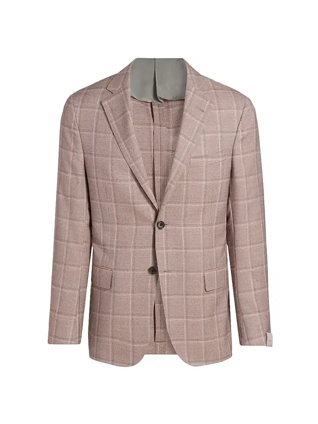 Corneliani Men's Plaid Wool Single-Breasted Sport Coat - Brick Window
