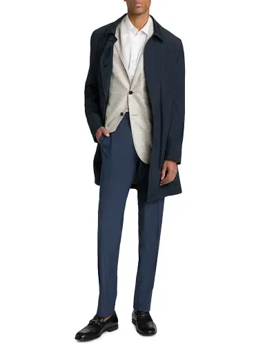 CORNELIANI Men's Houndstooth Silk Sport Jacket - Natural Blue Mini - Size 46 | Thumbnail 2 CORNELIANI Men's Houndstooth Silk Sport Jacket - Natural Blue Mini - Size 46 | Thumbnail 2