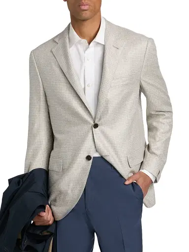 CORNELIANI Men's Houndstooth Silk Sport Jacket - Natural Blue Mini - Size 46 | Thumbnail 3 CORNELIANI Men's Houndstooth Silk Sport Jacket - Natural Blue Mini - Size 46 | Thumbnail 3