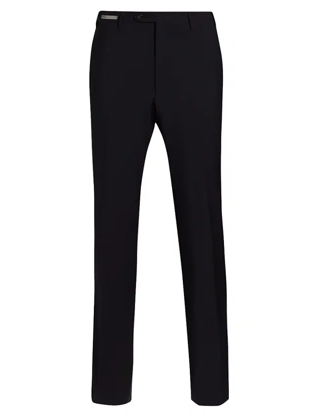 Men's Stretch-Wool Straight-Leg Pants - Navy