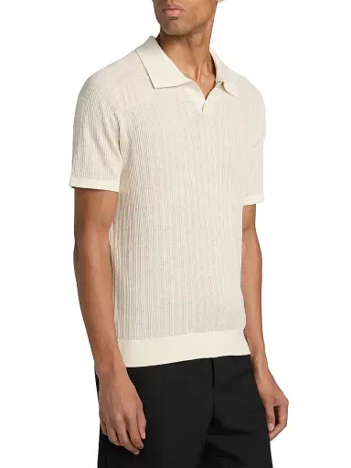 SIMKHAI Men's Radcliff Knit Shirt - Off White Multi | Thumbnail 4