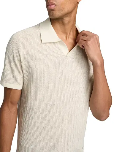 SIMKHAI Men's Radcliff Knit Shirt - Off White Multi | Thumbnail 6