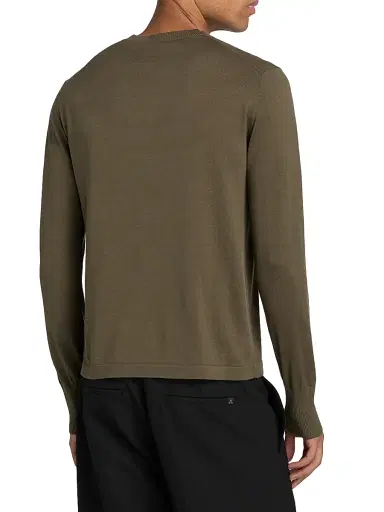 Simkhai Men's Dolton Silk-Cotton Henley - Sage - Size Medium | Thumbnail 5
