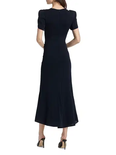 Cinq à Sept Women's Aviva Gathered Tulip-Sleeve Midi-Dress - Navy - Size 2 | Thumbnail 5 Cinq à Sept Women's Aviva Gathered Tulip-Sleeve Midi-Dress - Navy - Size 2 | Thumbnail 5