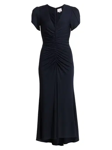 Cinq à Sept Women's Aviva Gathered Tulip-Sleeve Midi-Dress - Navy - Size 2 | Thumbnail 1 Cinq à Sept Women's Aviva Gathered Tulip-Sleeve Midi-Dress - Navy - Size 2 | Thumbnail 1