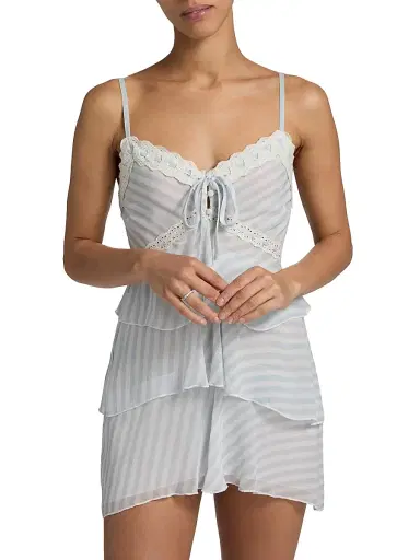 LoveShackFancy Women's Marlia Striped Minidress - Lariat Blue - Size 14 | Thumbnail 3 LoveShackFancy Women's Marlia Striped Minidress - Lariat Blue - Size 14 | Thumbnail 3