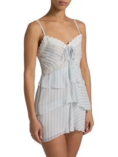 LoveShackFancy Women's Marlia Striped Minidress - Lariat Blue - Size 14 | Thumbnail 4 LoveShackFancy Women's Marlia Striped Minidress - Lariat Blue - Size 14 | Thumbnail 4